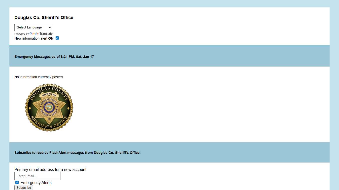 Douglas Co. Sheriff's Office News via Flashalert.net